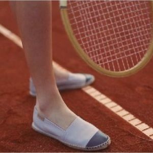 Mint & Rose 'Skorpios' Metallic Leather Espadrilles Flats Gold/Navy